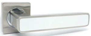 Ручка дверная KEDR R08-820 SN CP WHITE (сатин/хром/белая вставка)